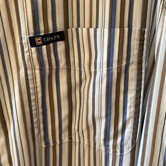 Chaps blue/brown/white pinstripe button down shirt - Picture 3 of 4